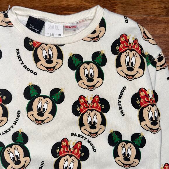 SOLD 💕Zara Disney Minnie Mouse Christmas Holiday Pullover Sweatshirt Sweater - Picture 5 of 11